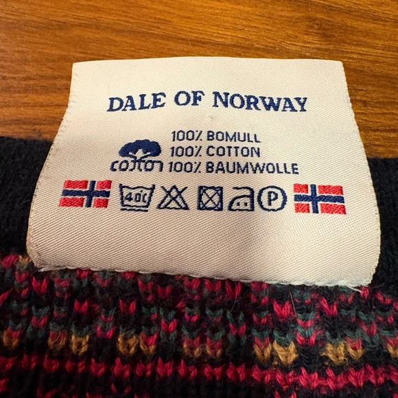 Dale of Norway Red Fair Isle Nordic Cotton Cardigan Sweater w/ zipper- M - Picture 4 of 7